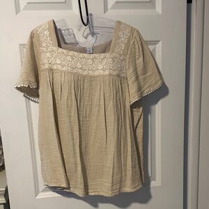 Old Navy Cream Blouse with Lace Detail